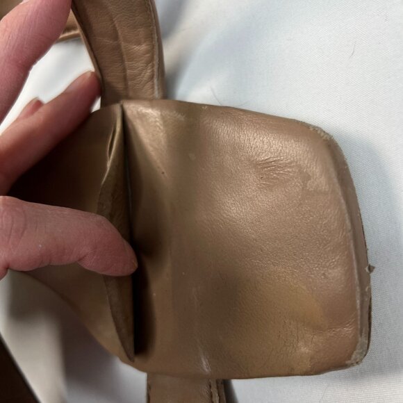 Gia Borghini Pernille Teisbaek Two-Band Puffy Slide Sandals Tan Leather 39.5 - Picture 9 of 16